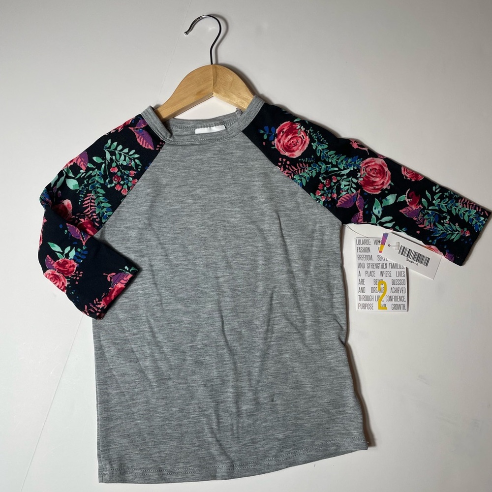 Floral Sleeve Gray Kids Sloan Top